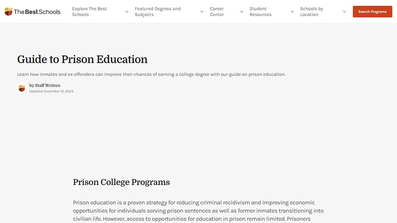 Guide To Prison Education | College For Inmates - TheBestSchools.org