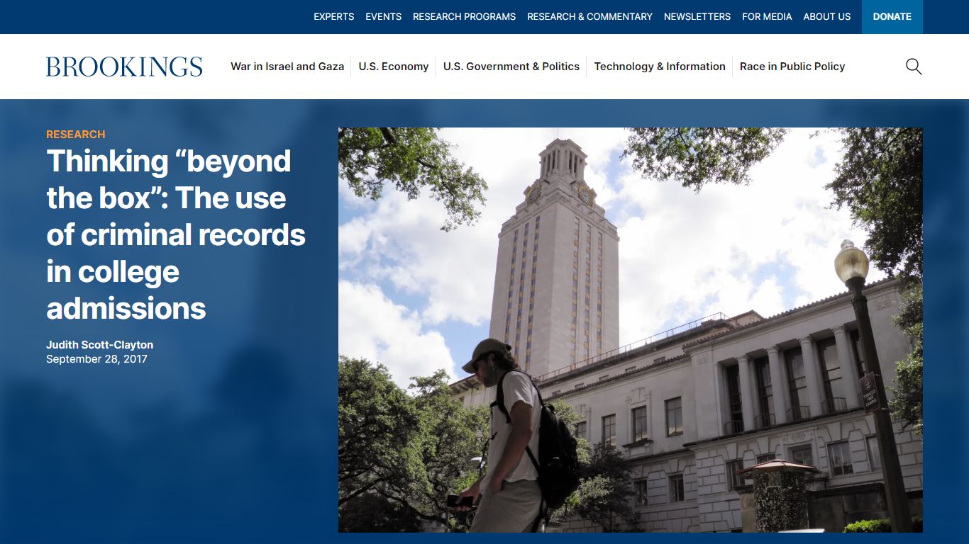 Thinking "beyond the box": The use of criminal records in college ...